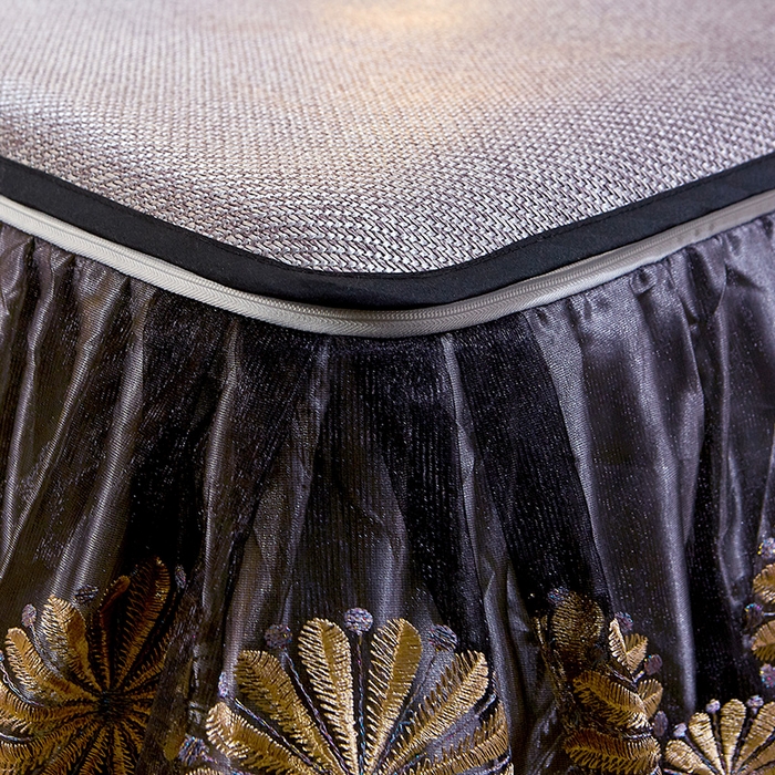 91家纺网 家纺一手货源 找家纺 网红馆（ck家纺） 2025新款冰藤席凉席席子床裙系列 蔓心 -雾灰色