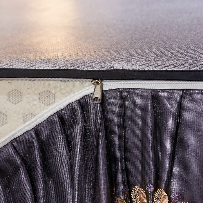 91家纺网 家纺一手货源 找家纺 网红馆（ck家纺） 2025新款冰藤席凉席席子床裙系列 蔓心 -雾灰色