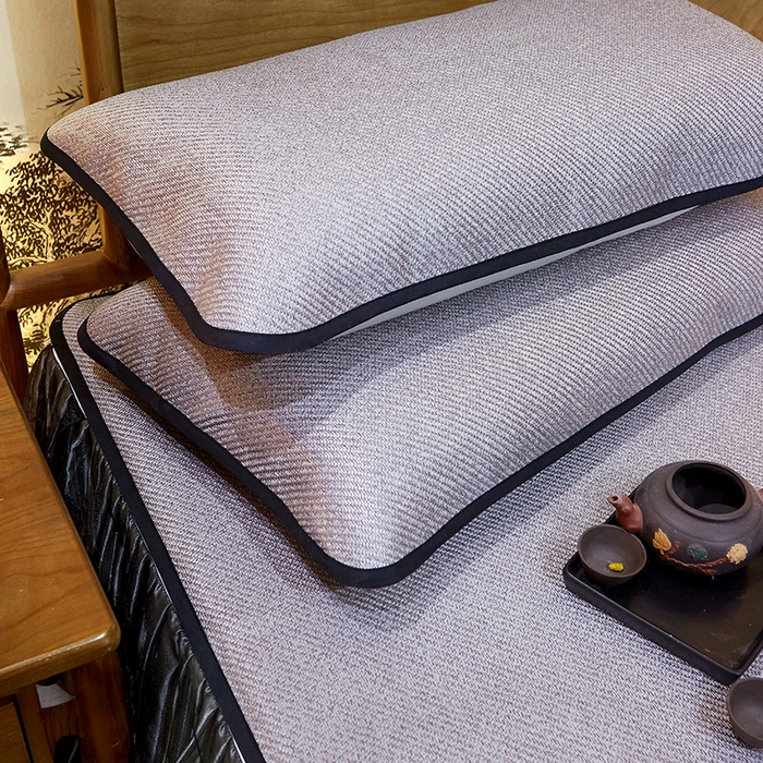 91家纺网 家纺一手货源 找家纺 网红馆（ck家纺） 2025新款冰藤席凉席席子床裙系列 蔓心 -雾灰色