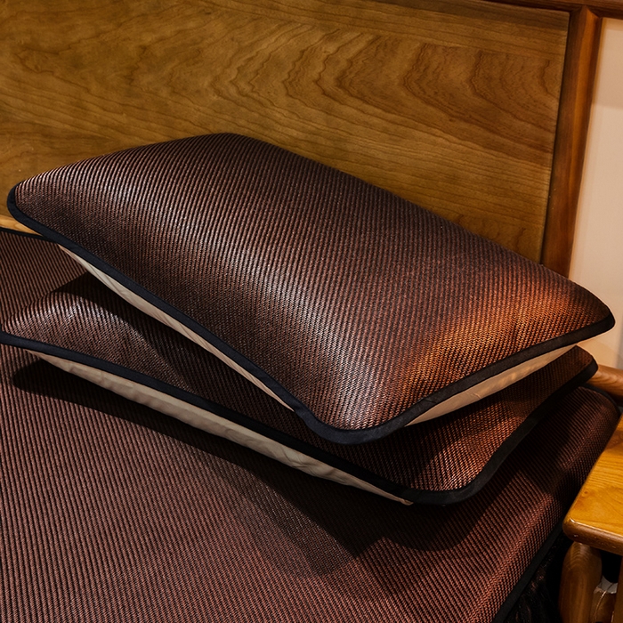 91家纺网 家纺一手货源 找家纺 网红馆（ck家纺） 2025新款冰藤席凉席席子床裙系列 玫瑰-古棕