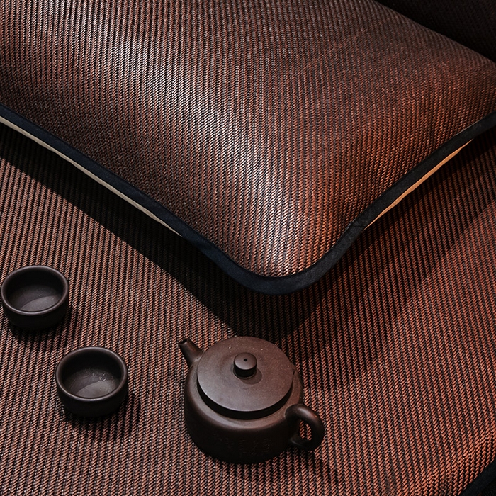 91家纺网 家纺一手货源 找家纺 网红馆（ck家纺） 2025新款冰藤席凉席席子床裙系列 玫瑰-古棕