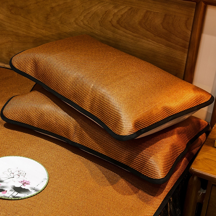 91家纺网 家纺一手货源 找家纺 网红馆（ck家纺） 2025新款冰藤席凉席席子床裙系列 玫瑰-藤黄