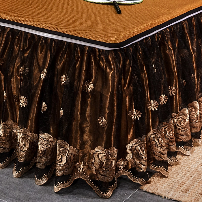 91家纺网 家纺一手货源 找家纺 网红馆（ck家纺） 2025新款冰藤席凉席席子床裙系列 玫瑰-藤黄