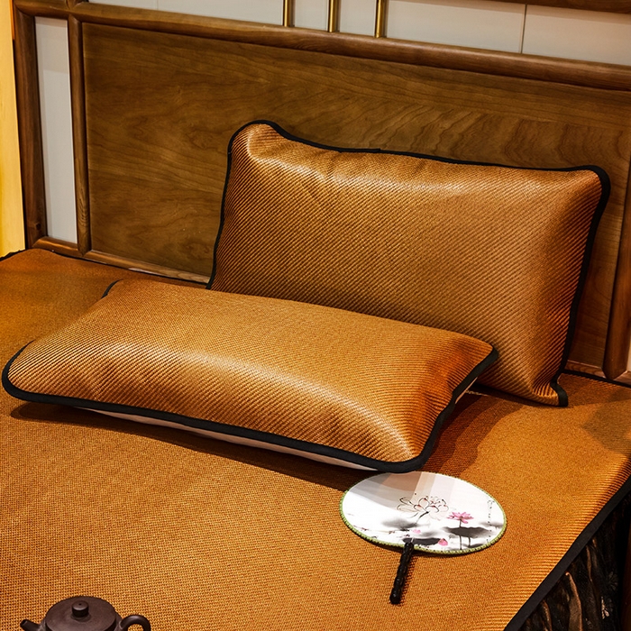 91家纺网 家纺一手货源 找家纺 网红馆（ck家纺） 2025新款冰藤席凉席席子床裙系列 玫瑰-藤黄