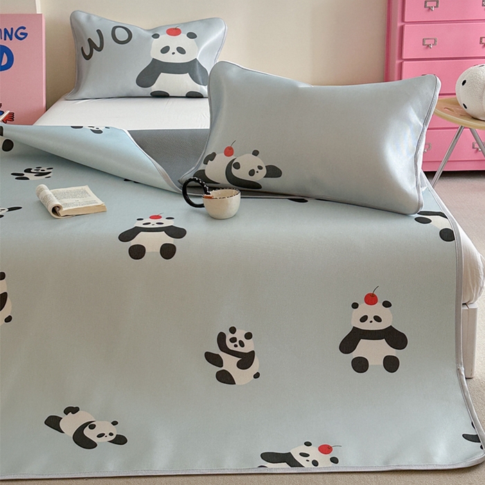 91家纺网 家纺一手货源 找家纺 （总）萝莉家纺 2025新款升级900D加厚数码印花斜纹冰丝床席款凉席三件套