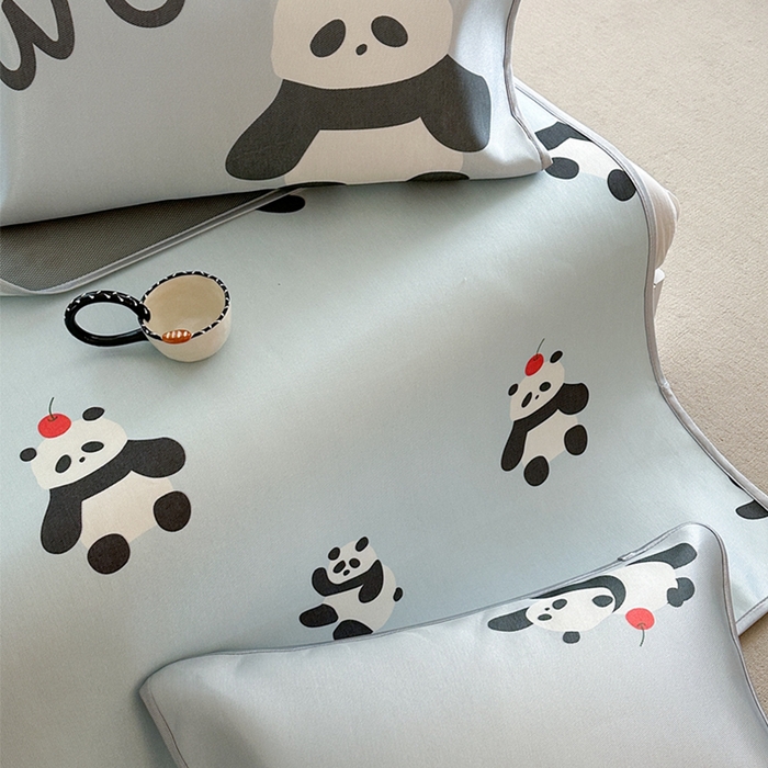 91家纺网 家纺一手货源 找家纺 （总）萝莉家纺 2025新款升级900D加厚数码印花斜纹冰丝床席款凉席三件套