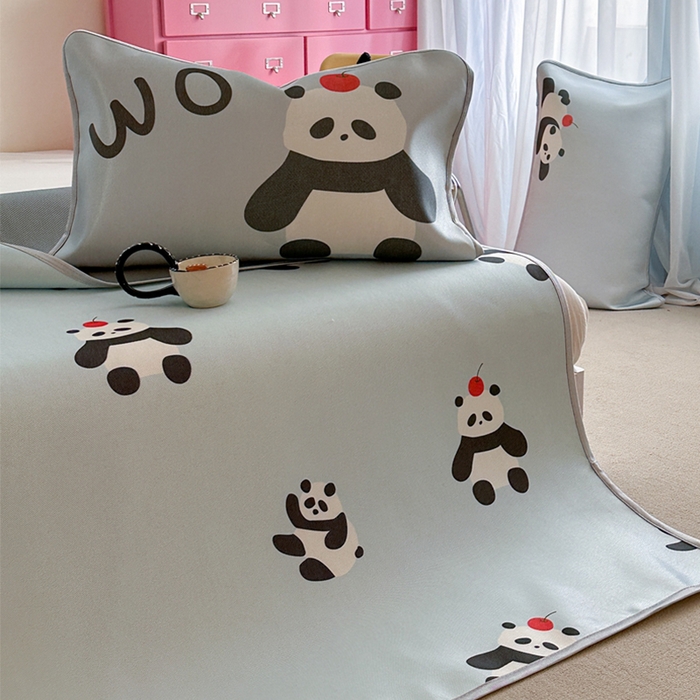 91家纺网 家纺一手货源 找家纺 （总）萝莉家纺 2025新款升级900D加厚数码印花斜纹冰丝床席款凉席三件套