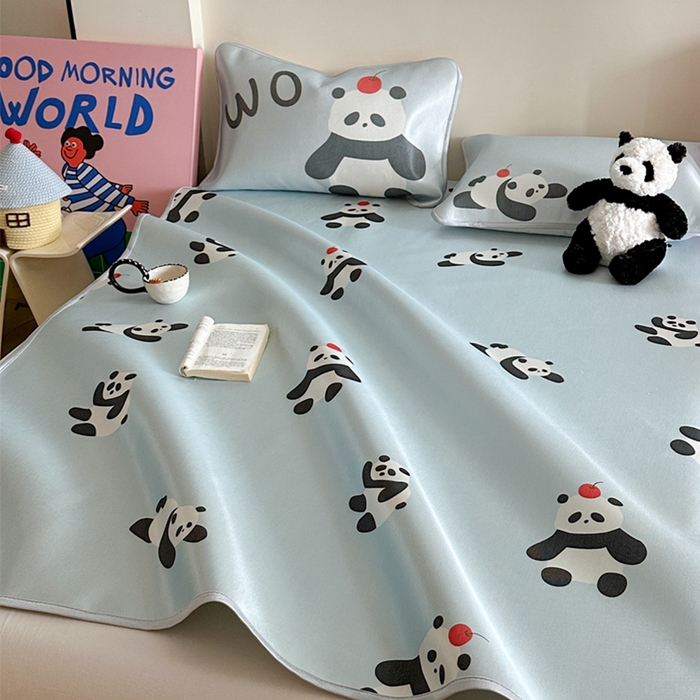 91家纺网 家纺一手货源 找家纺 （总）萝莉家纺 2025新款升级900D加厚数码印花斜纹冰丝床席款凉席三件套