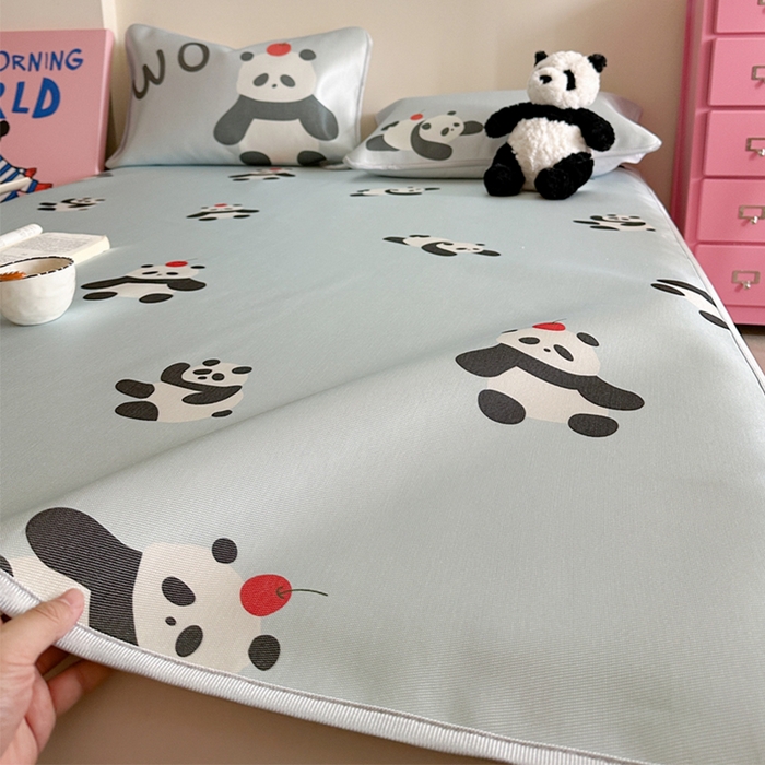 91家纺网 家纺一手货源 找家纺 （总）萝莉家纺 2025新款升级900D加厚数码印花斜纹冰丝床席款凉席三件套