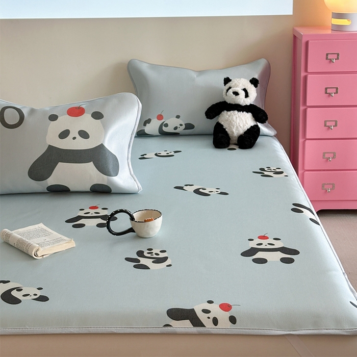 91家纺网 家纺一手货源 找家纺 （总）萝莉家纺 2025新款升级900D加厚数码印花斜纹冰丝床席款凉席三件套