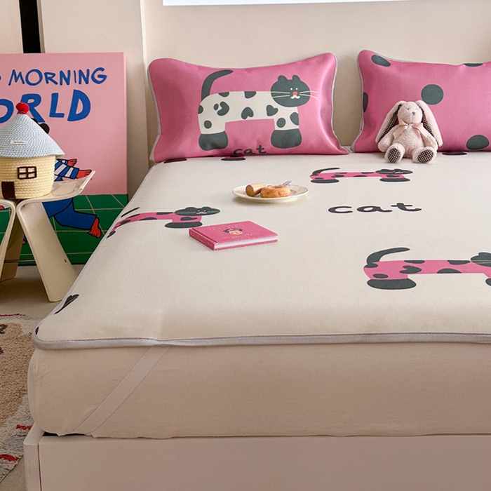 91家纺网 家纺一手货源 找家纺 （总）萝莉家纺 2025新款升级900D加厚数码印花斜纹冰丝床席款凉席三件套