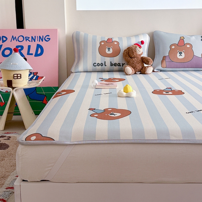 91家纺网 家纺一手货源 找家纺 （总）萝莉家纺 2025新款升级900D加厚数码印花斜纹冰丝床席款凉席三件套