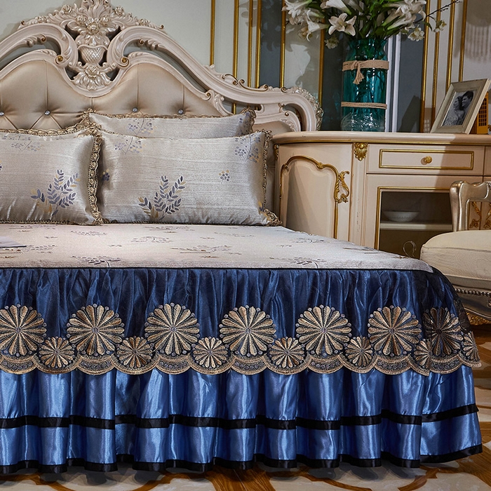 91家纺网 家纺一手货源 找家纺 （总）网红馆（ck家纺） 2025新款色织提花冰丝凉席床裙款