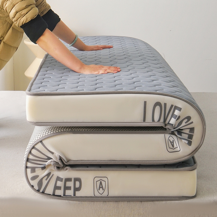 91家纺网 家纺一手货源 找家纺 （总）苏赫床垫 2025新款牛奶丝乳胶床垫立体款床垫-多边格灰