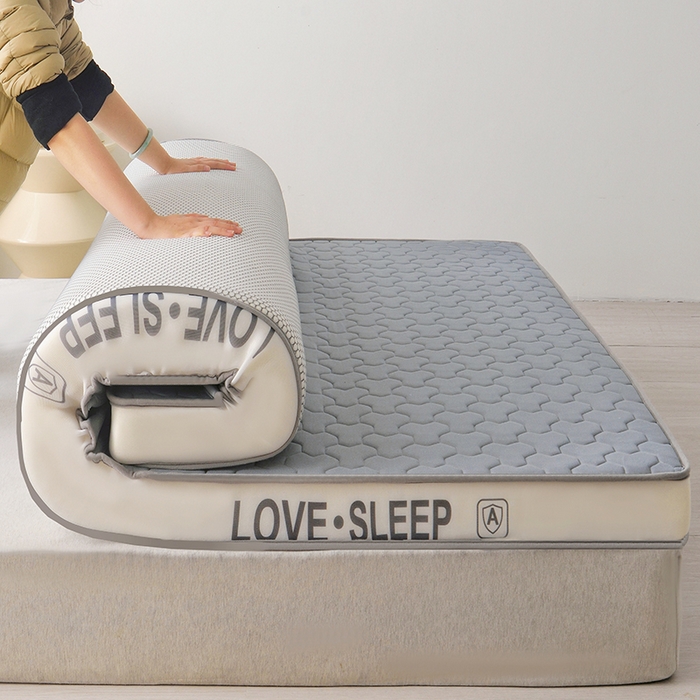 91家纺网 家纺一手货源 找家纺 （总）苏赫床垫 2025新款牛奶丝乳胶床垫立体款床垫-多边格灰