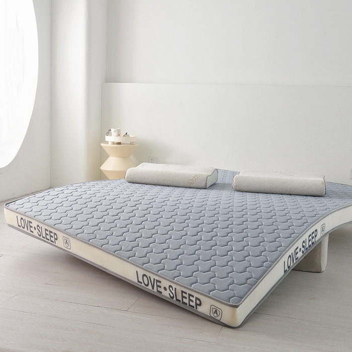 91家纺网 家纺一手货源 找家纺 （总）苏赫床垫 2025新款牛奶丝乳胶床垫立体款床垫-多边格灰