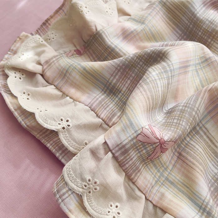 91家纺网 家纺一手货源 找家纺 优品阁 2025新款双层花边全棉双层纱四件套 花边款-蝴蝶飞飞