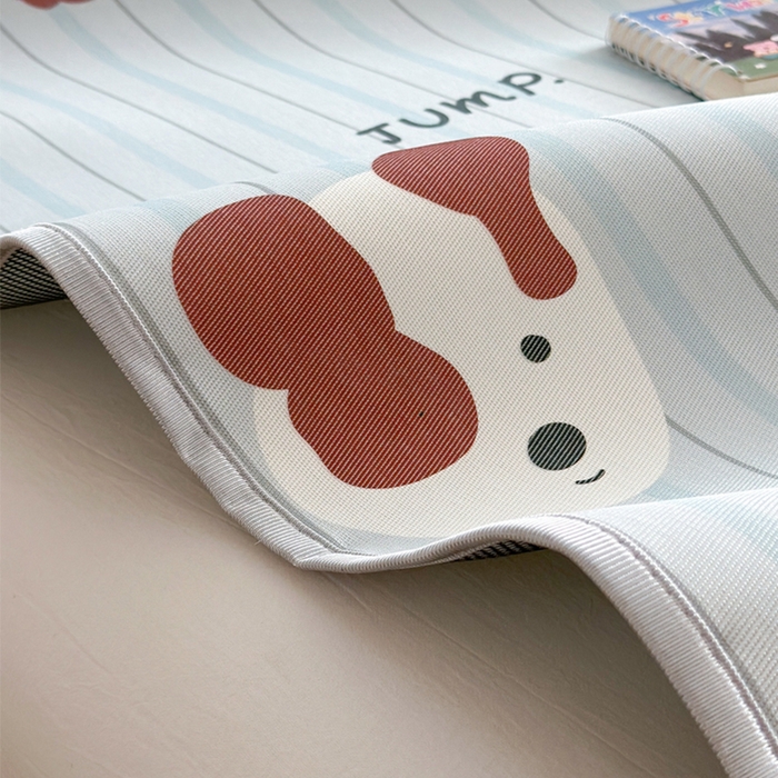 91家纺网 家纺一手货源 找家纺 萝莉家纺 2025新款升级900D加厚数码印花斜纹冰丝床席款凉席三件套 酷酷的狗