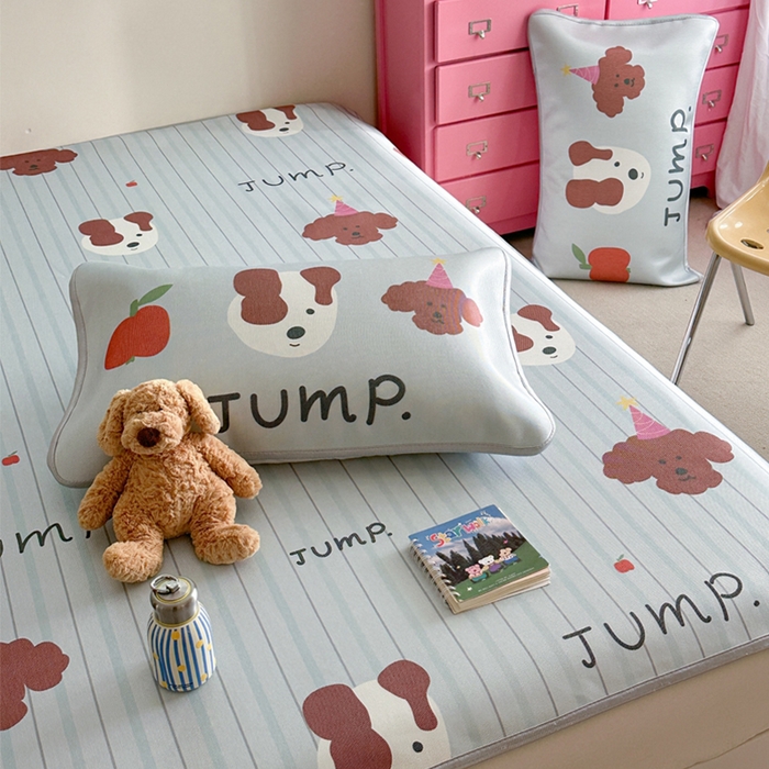 91家纺网 家纺一手货源 找家纺 萝莉家纺 2025新款升级900D加厚数码印花斜纹冰丝床席款凉席三件套 酷酷的狗