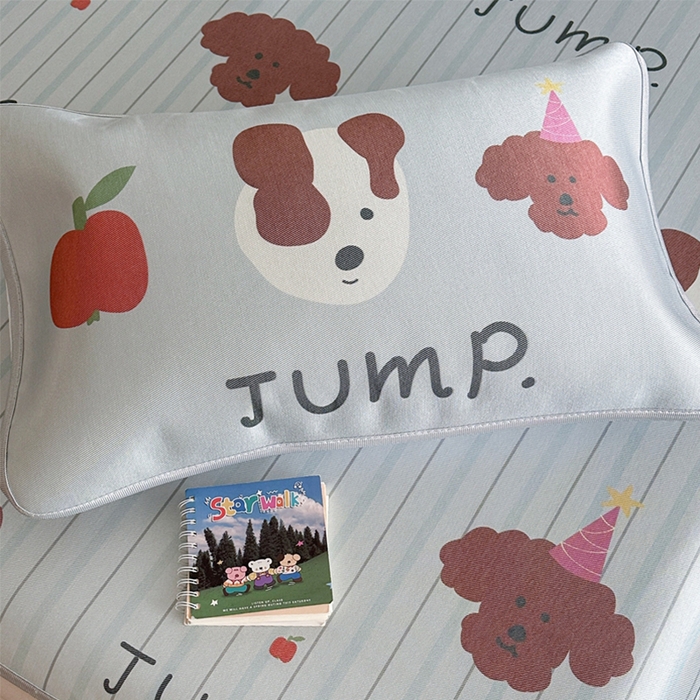 91家纺网 家纺一手货源 找家纺 萝莉家纺 2025新款升级900D加厚数码印花斜纹冰丝床席款凉席三件套 酷酷的狗