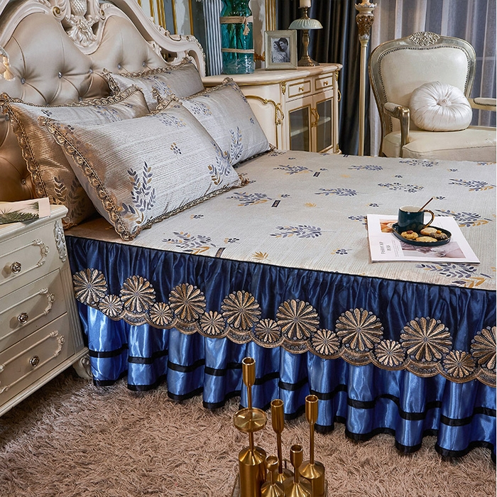 91家纺网 家纺一手货源 找家纺 网红馆（ck家纺） 2025新款色织提花冰丝凉席床裙款 芬芳小语