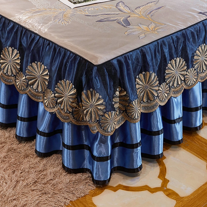 91家纺网 家纺一手货源 找家纺 网红馆（ck家纺） 2025新款色织提花冰丝凉席床裙款 花间密语