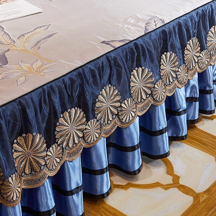 91家纺网 家纺一手货源 找家纺 网红馆（ck家纺） 2025新款色织提花冰丝凉席床裙款 花间密语