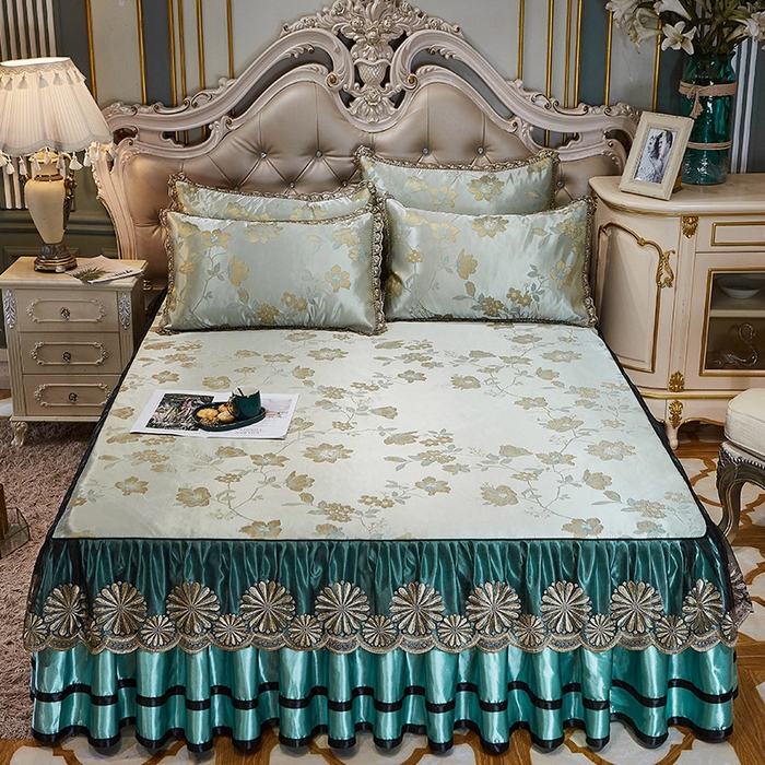 网红馆（ck家纺） 2025新款色织提花冰丝凉席床裙款 花影飘香