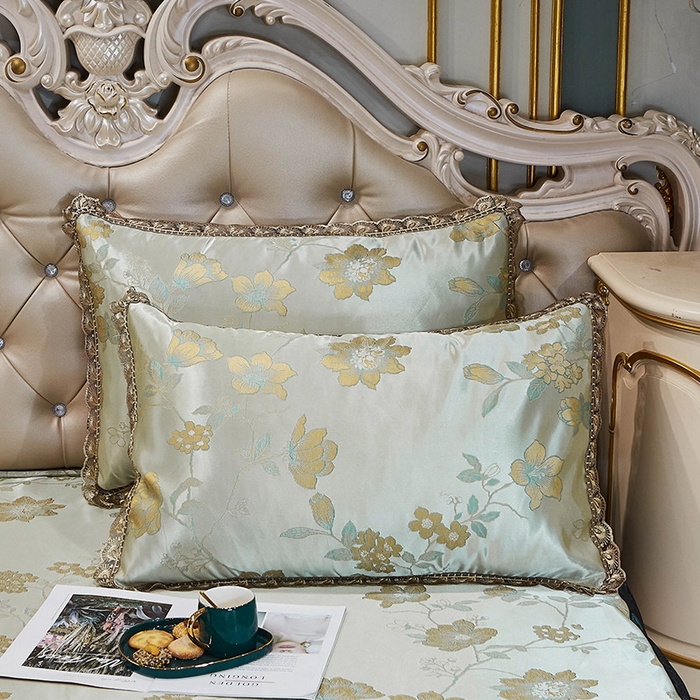 91家纺网 家纺一手货源 找家纺 网红馆（ck家纺） 2025新款色织提花冰丝凉席床裙款 花影飘香