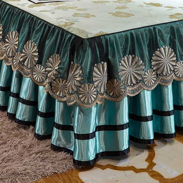 91家纺网 家纺一手货源 找家纺 网红馆（ck家纺） 2025新款色织提花冰丝凉席床裙款 花影飘香