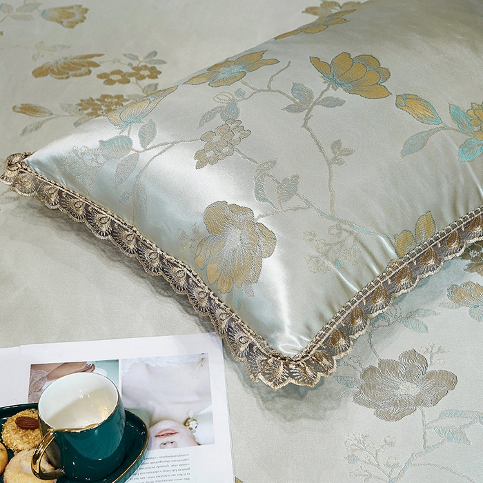 91家纺网 家纺一手货源 找家纺 网红馆（ck家纺） 2025新款色织提花冰丝凉席床裙款 花影飘香