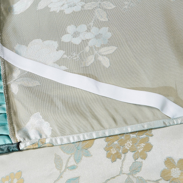 91家纺网 家纺一手货源 找家纺 网红馆（ck家纺） 2025新款色织提花冰丝凉席床裙款 花影飘香