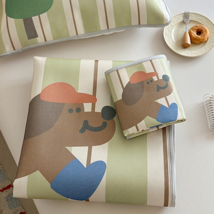 91家纺网 家纺一手货源 找家纺 萝莉家纺 2025新款升级900D加厚数码印花斜纹冰丝床席款凉席三件套 森林的狗