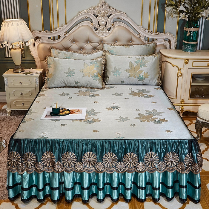 网红馆（ck家纺） 2025新款色织提花冰丝凉席床裙款 华美悠然