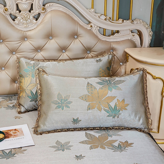 91家纺网 家纺一手货源 找家纺 网红馆（ck家纺） 2025新款色织提花冰丝凉席床裙款 华美悠然