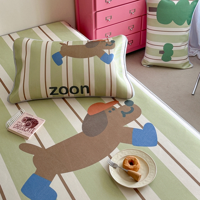 91家纺网 家纺一手货源 找家纺 萝莉家纺 2025新款升级900D加厚数码印花斜纹冰丝床席款凉席三件套 森林的狗