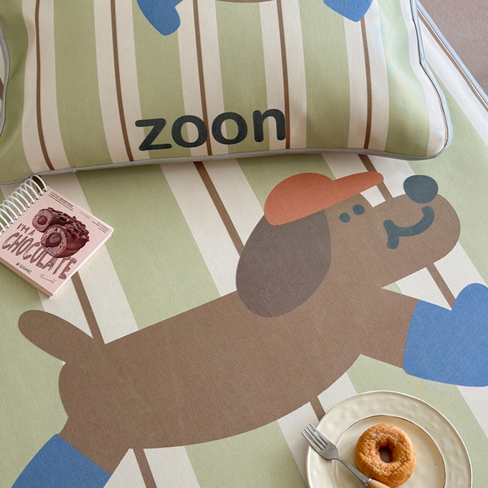 91家纺网 家纺一手货源 找家纺 萝莉家纺 2025新款升级900D加厚数码印花斜纹冰丝床席款凉席三件套 森林的狗