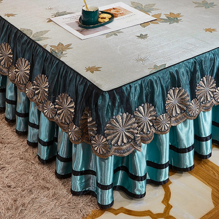 91家纺网 家纺一手货源 找家纺 网红馆（ck家纺） 2025新款色织提花冰丝凉席床裙款 华美悠然