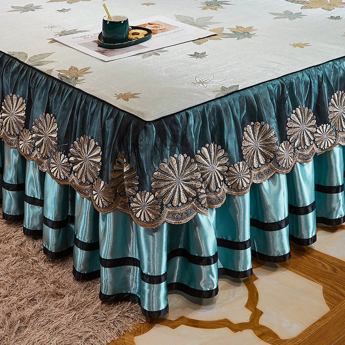 91家纺网 家纺一手货源 找家纺 网红馆（ck家纺） 2025新款色织提花冰丝凉席床裙款 华美悠然