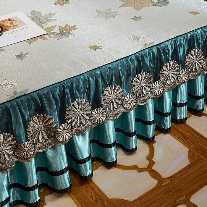 91家纺网 家纺一手货源 找家纺 网红馆（ck家纺） 2025新款色织提花冰丝凉席床裙款 华美悠然