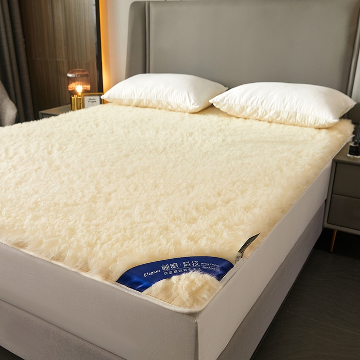 91家纺网 家纺一手货源 找家纺 苏赫床垫 2025新款羊毛床垫长毛款，全棉底布 米黄1