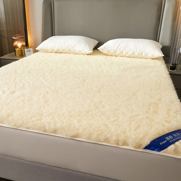 91家纺网 家纺一手货源 找家纺 苏赫床垫 2025新款羊毛床垫长毛款，全棉底布 米黄1