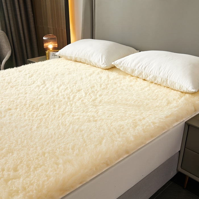 91家纺网 家纺一手货源 找家纺 苏赫床垫 2025新款羊毛床垫长毛款，全棉底布 米黄1