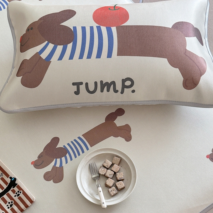 91家纺网 家纺一手货源 找家纺 萝莉家纺 2025新款升级900D加厚数码印花斜纹冰丝床席款凉席三件套 玩具狗狗