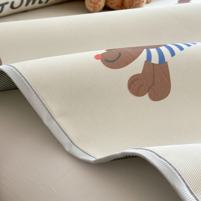 91家纺网 家纺一手货源 找家纺 萝莉家纺 2025新款升级900D加厚数码印花斜纹冰丝床席款凉席三件套 玩具狗狗