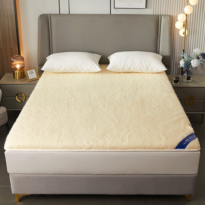 91家纺网 家纺一手货源 找家纺 苏赫床垫 2025新款羊毛床垫长毛款，全棉底布 米黄2