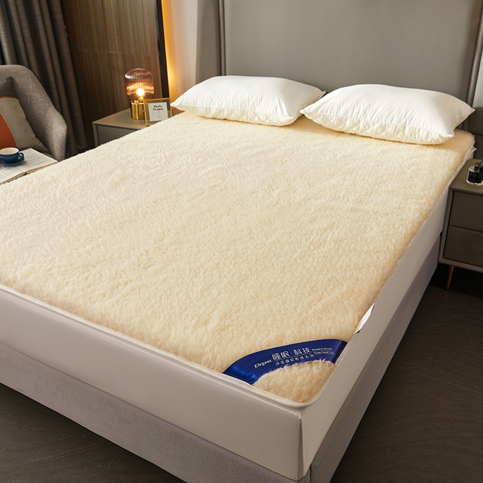 91家纺网 家纺一手货源 找家纺 苏赫床垫 2025新款羊毛床垫长毛款，全棉底布 米黄2