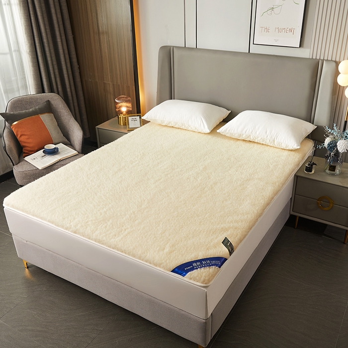 91家纺网 家纺一手货源 找家纺 苏赫床垫 2025新款羊毛床垫长毛款，全棉底布 米黄2