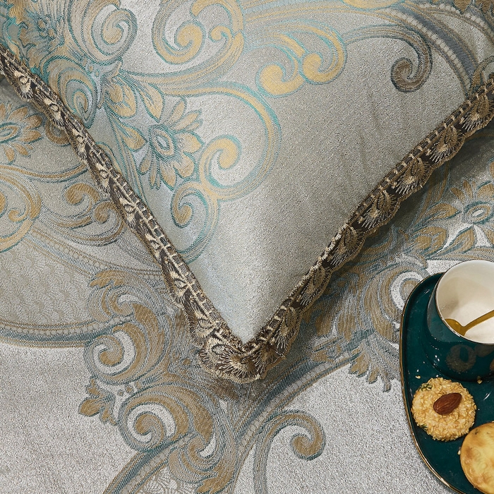 91家纺网 家纺一手货源 找家纺 网红馆（ck家纺） 2025新款色织提花冰丝凉席床裙款 佳人风格