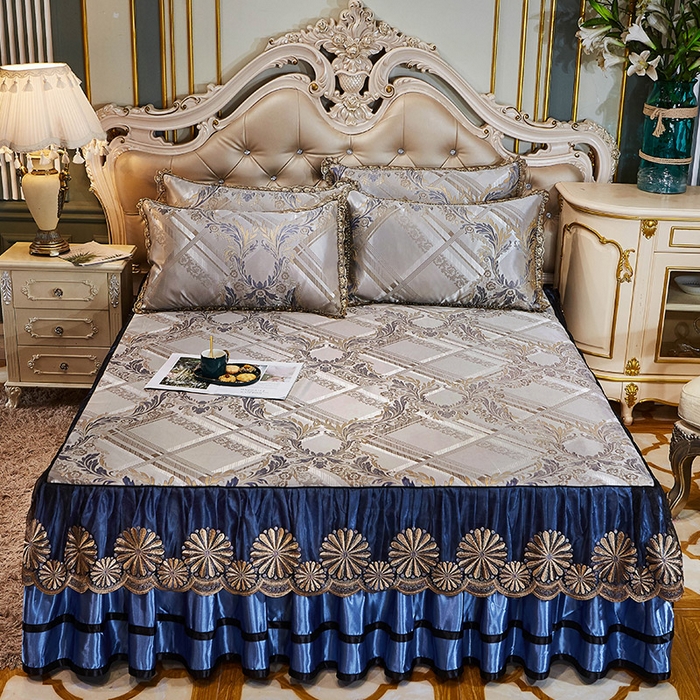 网红馆（ck家纺） 2025新款色织提花冰丝凉席床裙款 欧陆风情